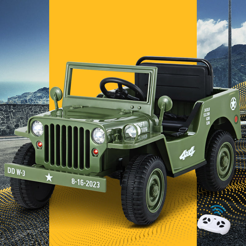 Rigo 12V Kids Electric Ride On Jeep Off Road Toy Car Remote Olive