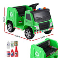 Rigo 12V Kids Ride On Garbage Truck Electric Car Green Police Light