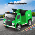 Rigo 12V Kids Ride On Garbage Truck Electric Car Green Police Light