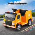 Rigo 12V Kids Ride On Garbage Truck Electric Car Yellow Police Light
