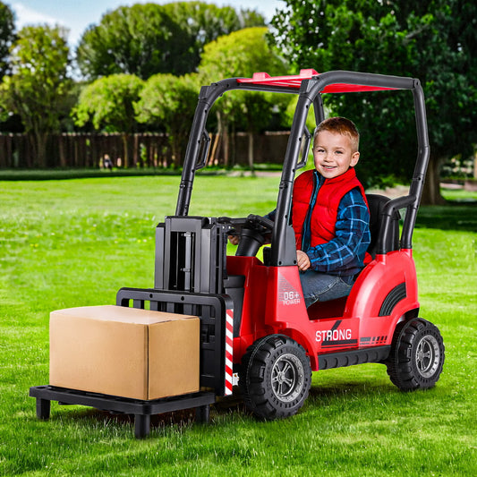 Rigo 12V Electric Ride On Forklift Red Kids Toy Car Horn Remote