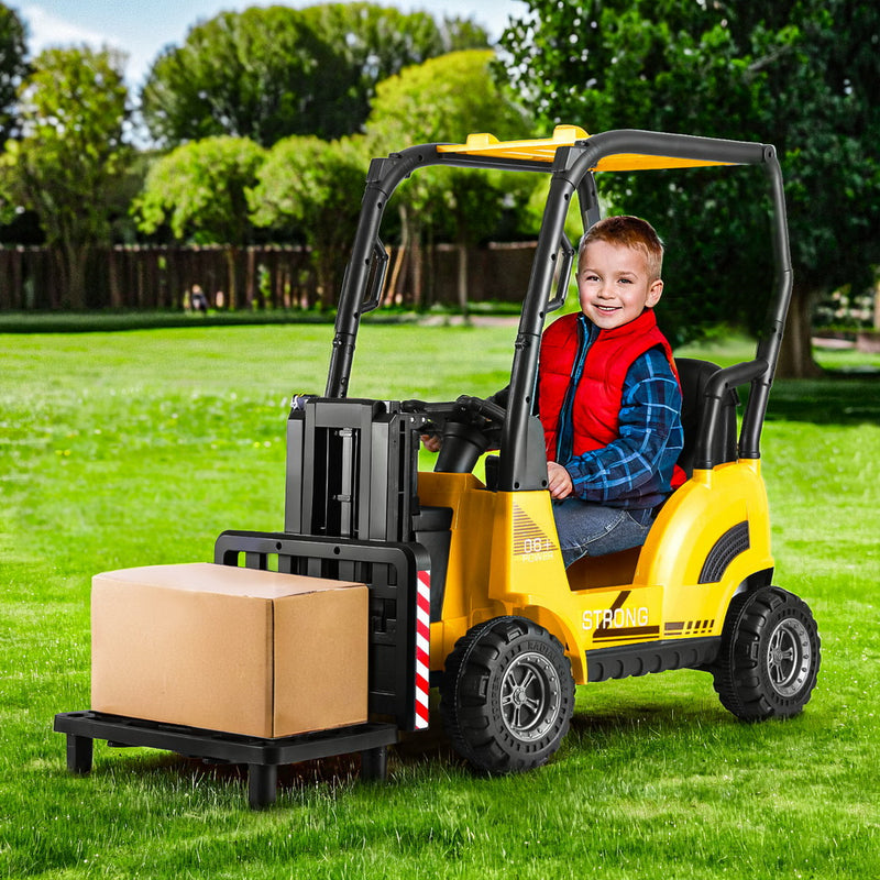 Rigo 12V Kids Electric Ride On Forklift Loader Car Remote Yellow