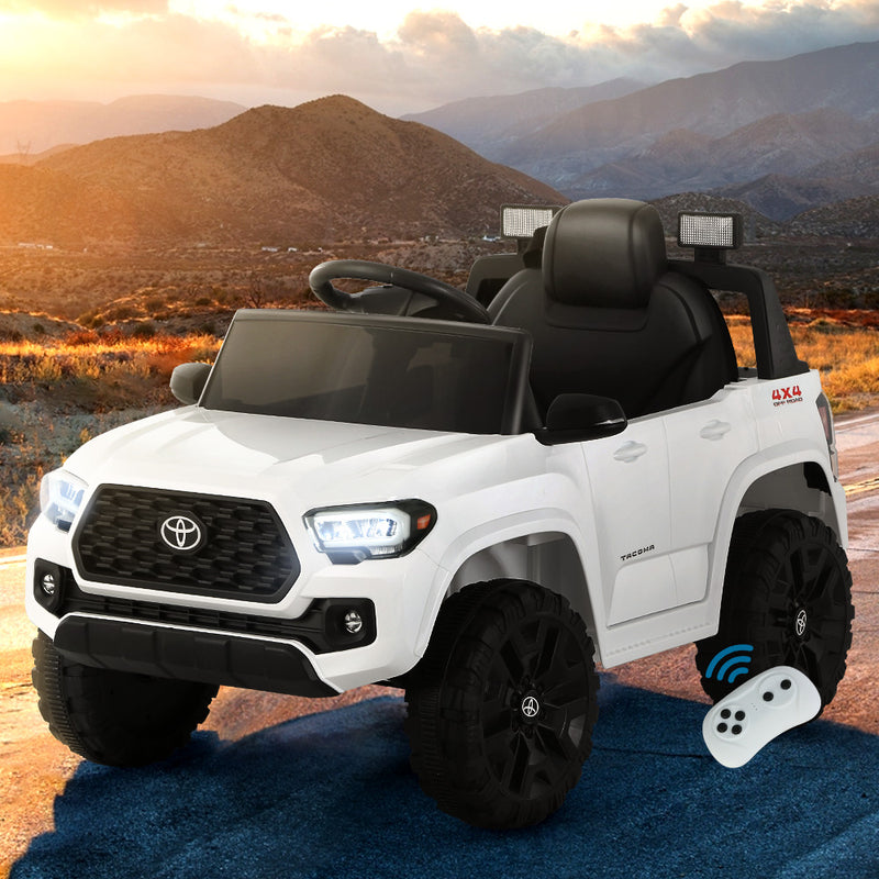 Kids Electric Ride On Toyota Tacoma 12V White Remote Control Car