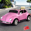 Licensed Volkswagen Beetle 6V Kids Ride On Car Electric Pink Horn Remote