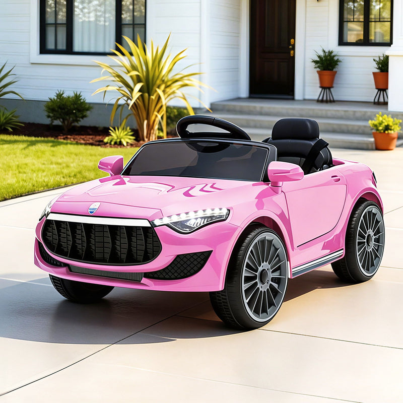 Rigo 12V Electric Ride On Car Pink Kids Remote Control Music Headlight