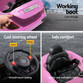 Rigo 12V Electric Ride On Car Pink Kids Remote Control Music Headlight
