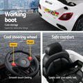 Rigo 12V Kids Electric Ride On Car White Music Headlight Remote