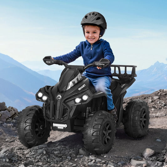 Rigo 12V Kids Ride On ATV Quad Motorbike Black Storage Rack