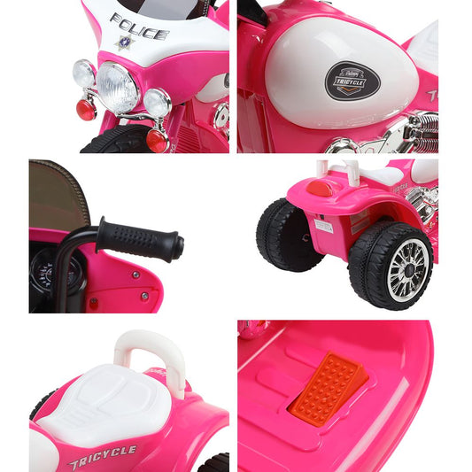 Rigo 6V Kids Electric Ride On Police Car Pink