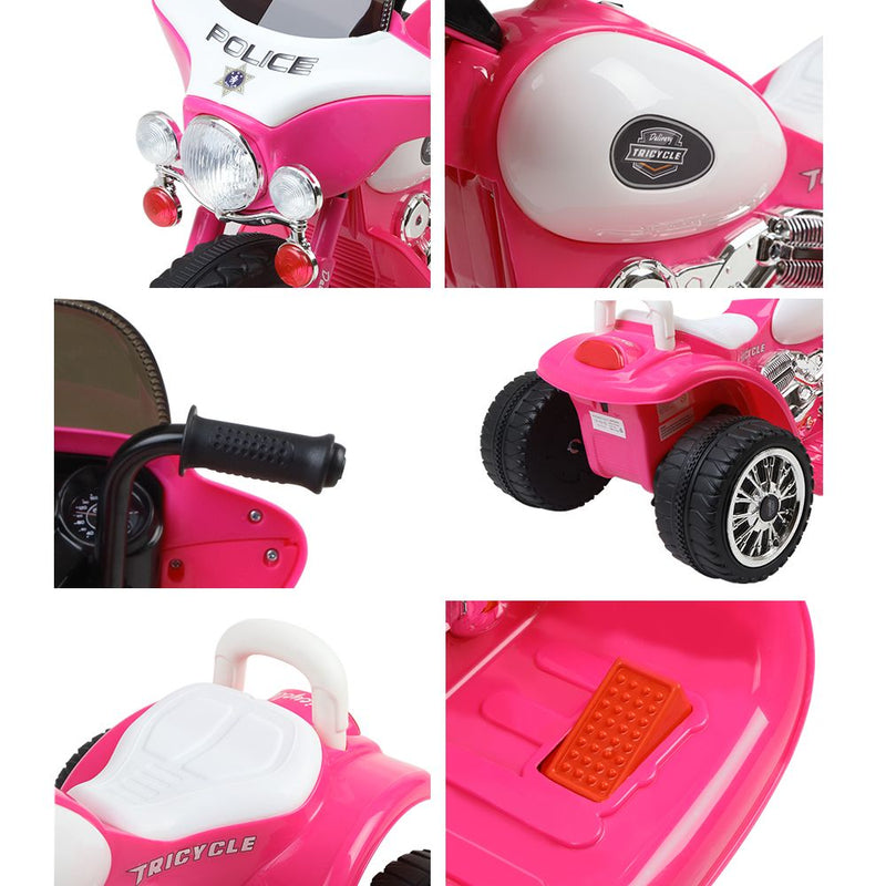 Rigo 6V Kids Electric Ride On Police Car Pink