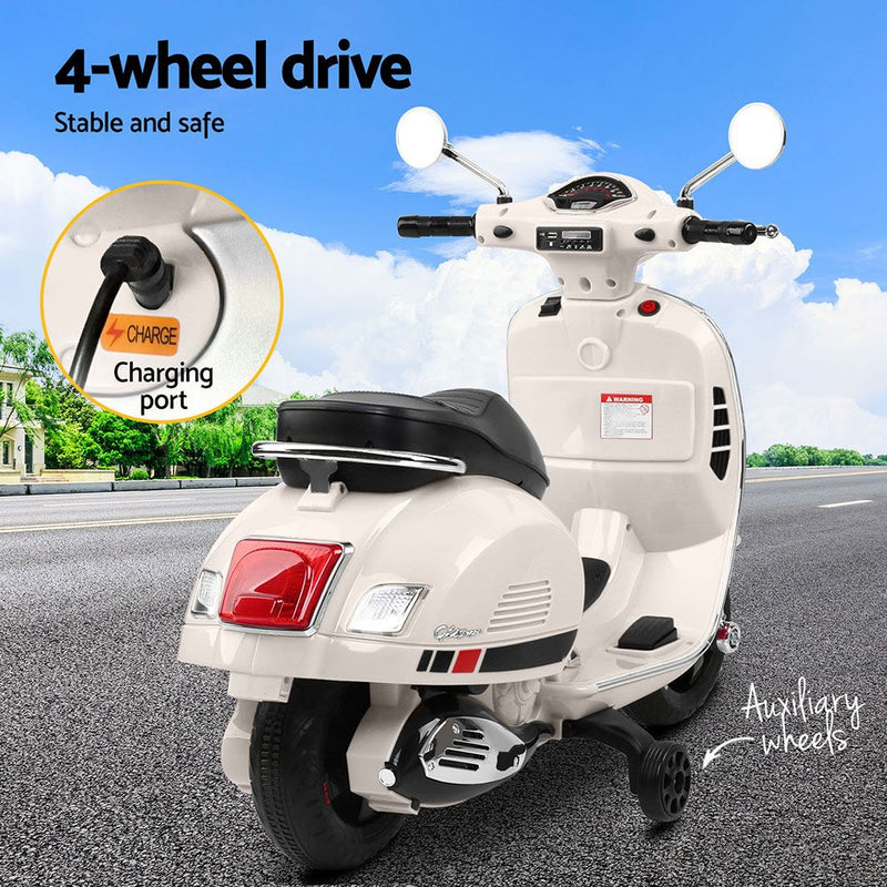 Kids Electric Ride On Vespa GTS Motorbike Motorcycle White