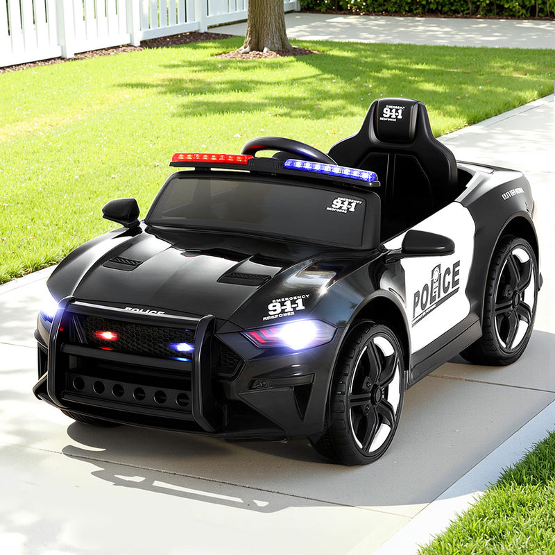 Rigo 12V Kids Ride On Police Car Electric Battery Powered Black