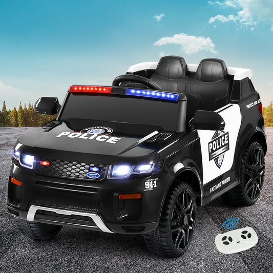 Rigo Electric Ride On Car Police 12V Kids Remote Black