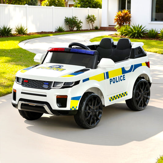 Rigo Kids Electric Ride On Police Car White Remote Control
