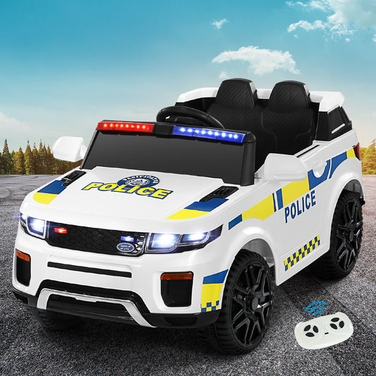 Rigo Kids Electric Ride On Police Car White Remote Control