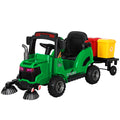 Rigo 12V Kids Electric Ride On Street Sweeper Truck Green