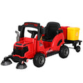 Rigo 12V Electric Ride On Street Sweeper Truck Red Kids Remote Car