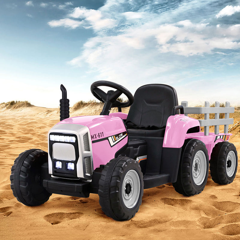 Rigo 12V Kids Electric Ride On Tractor Toy Car Pink