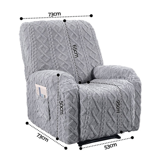 Artiss Recliner Chair Cover Grey Storage Pockets