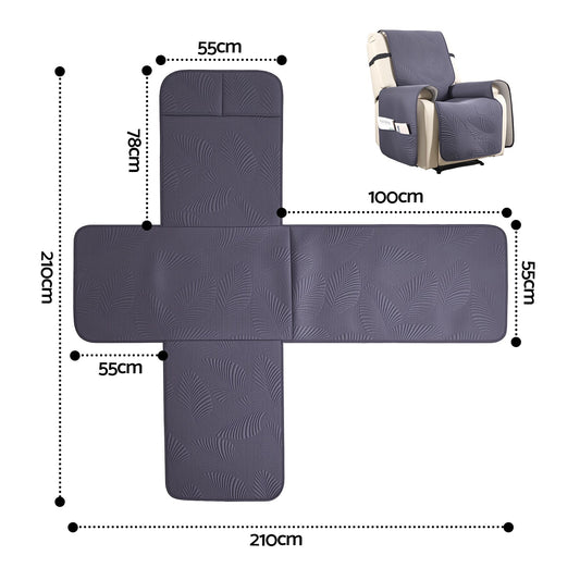 Artiss Waterproof Quilted Recliner Chair Cover Grey Slipcover