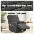 Artiss Recliner Chair Covers with Storage Side Pockets Grey Fabric