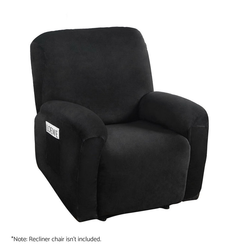 Artiss Recliner Chair Cover 1 Seater Velvet Black