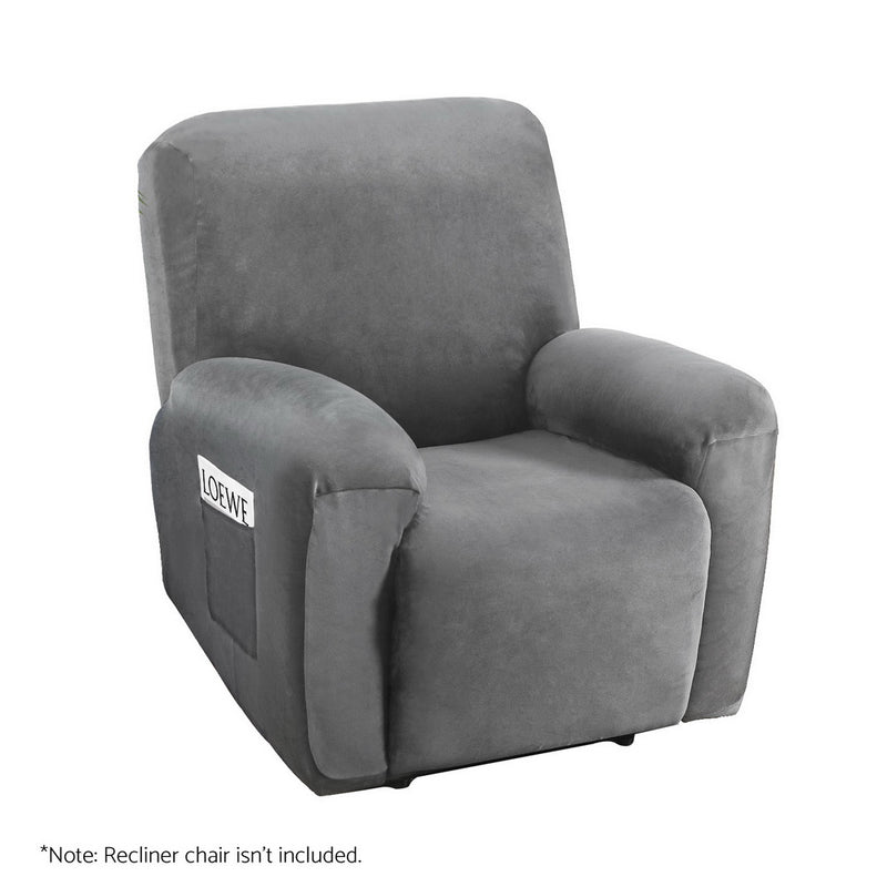 Artiss Recliner Chair Cover 1 Seater Velvet Grey