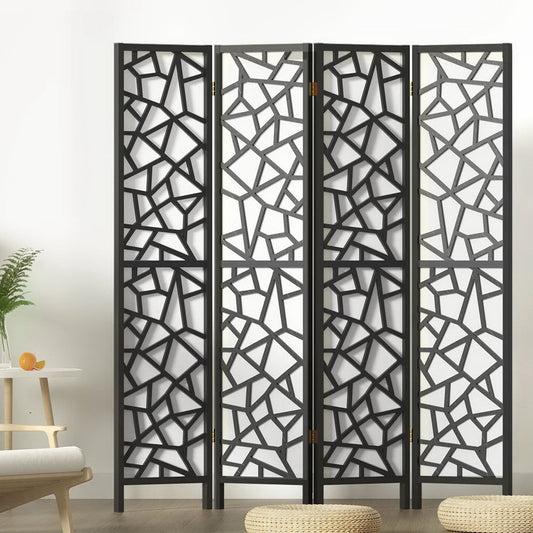 Artiss 4 Panel Room Divider Screen 162x170cm Black Clover