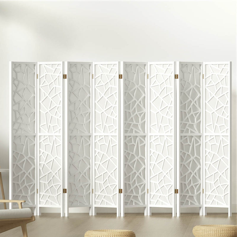 Artiss 8 Panel Room Divider 325x170cm White Clover