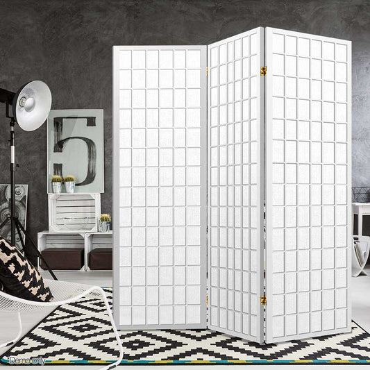 Artiss 3 Panel Room Divider Screen Partition Wood Timber Fold Stand Wide White