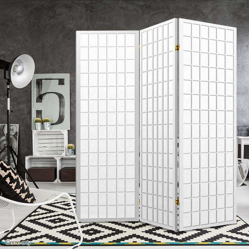 Artiss 3 Panel Room Divider Screen Partition Wood Timber Fold Stand Wide White