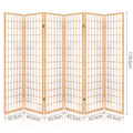 Artiss Room Divider Screen 6 Panel 261x179cm Natural Wood