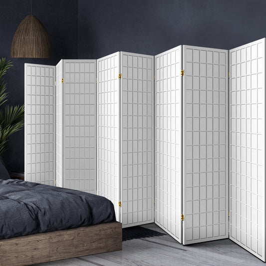 Artiss 8 Panel Room Divider Screen Partition Wood Timber Fold Stand Wide White