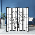 Artiss 4 Panel Room Divider Screen 174x179cm Bamboo Black