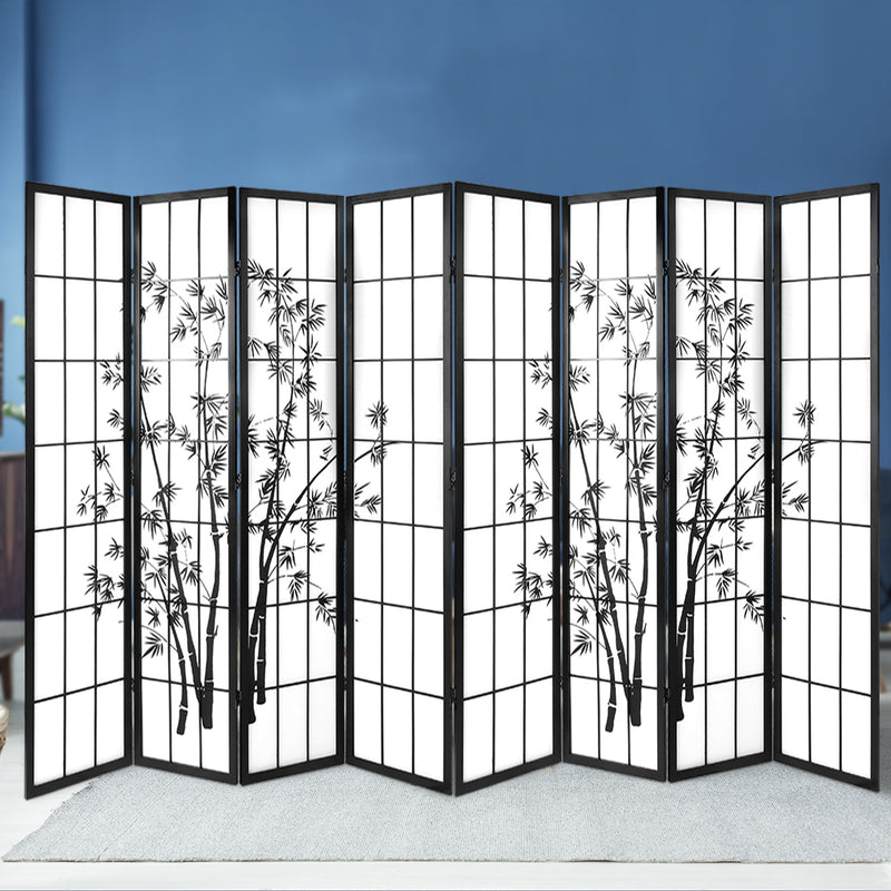 Artiss 8 Panel Room Divider Screen 348x179cm Bamboo Black