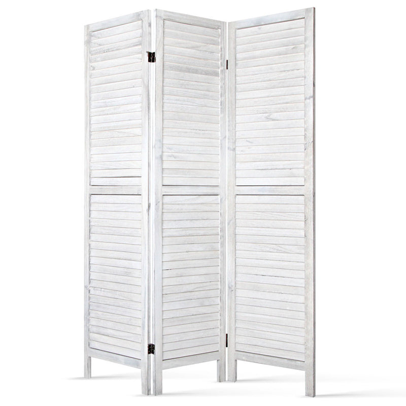 Artiss 3 Panel Room Divider Screen 120x170cm White Louver