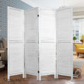 Artiss 4 Panel Room Divider Screen 163x170cm White Louver