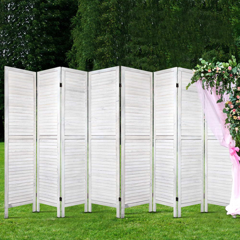 Artiss 8 Panel Room Divider Screen 326x170cm White Louver