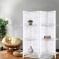 Artiss 4 Panel Room Divider 163x170cm White Shelf Storage