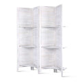 Artiss 4 Panel Room Divider 163x170cm White Shelf Storage