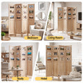 Artiss Room Divider 4 Panel Folding Privacy Screen Partition Rotatable Photo Frame Picture Collage Display Solid Wood Natural