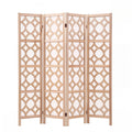 Artiss 4 Panel Room Divider Folding Privacy Screen Wooden Partition Geometric Freestanding Separator Natural 170cm