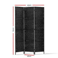 Artiss 3 Panel Room Divider Screen 123x170cm Black Woven