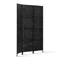 Artiss 3 Panel Room Divider Screen 123x170cm Black Woven