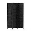 Artiss 3 Panel Room Divider Screen 123x170cm Black Woven