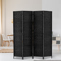 Artiss 4 Panel Room Divider Screen 163x170cm Black Woven