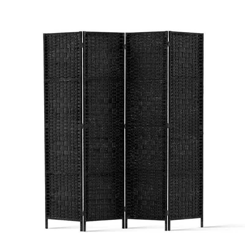 Artiss 4 Panel Room Divider Screen 163x170cm Black Woven