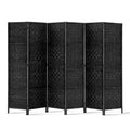 Artiss 6 Panel Room Divider Screen 245x170cm Black Woven