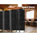 Artiss 8 Panel Room Divider Screen 326x170cm Black Woven
