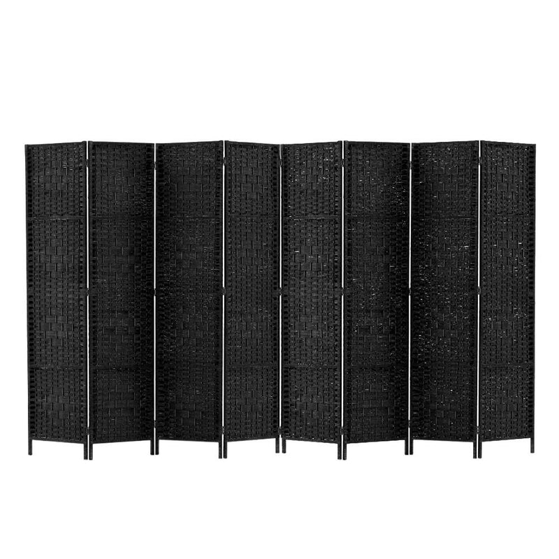 Artiss 8 Panel Room Divider Screen 326x170cm Black Woven
